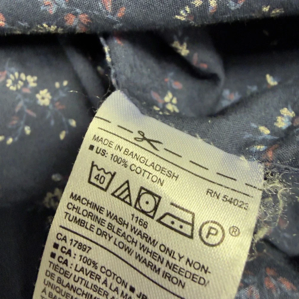 Banana Republic Shirt Mens Large Navy Blue Floral Slim Fit Stretch Soft Wash